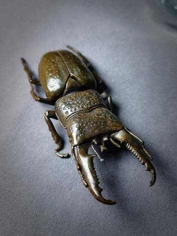 Japanese bronze Giant Beetle sculpture/tea ceremony ornament, Antiek en Kunst