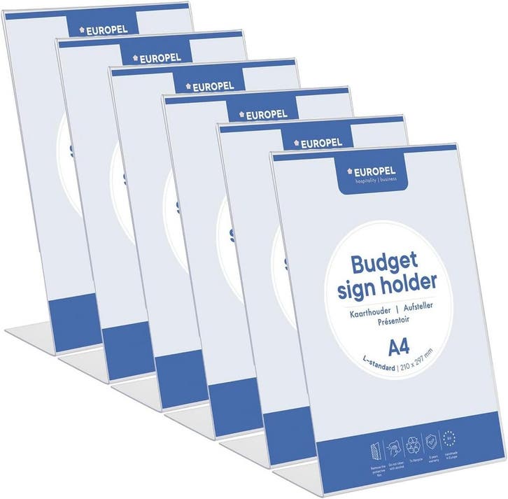 Bordenhouder A4 6-Pack | 46% Korting | Professioneel, Zakelijke goederen, Kantoor en Winkelinrichting | Winkel en Inventaris, Ophalen of Verzenden