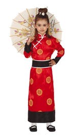 Oosterse Kimono Kostuum Meisje Rood, Kleding | Dames, Carnavalskleding en Feestkleding, Ophalen of Verzenden, Nieuw