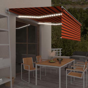 vidaXL Luifel met rolgordijn, LED en windsensor 4x3 m oranje, Verzenden, Nieuw