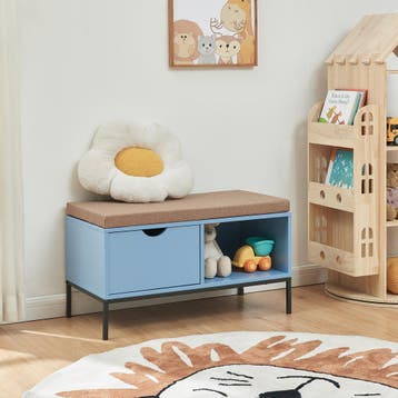 Schoenenbank Colwyn 80x40x45 cm blauw zwart en grijs [en.cas, Verzenden, Nieuw