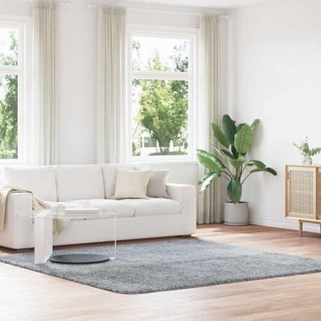 vidaXL Hoogpolig vloerkleed NAVARRA 240x240 cm polyester, Verzenden, Nieuw, Grijs
