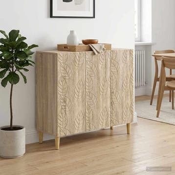vidaXL Dressoir Sonoma Eiken 89 x 34,5 x 80 cm Bewerkt hout, Huis en Inrichting, Verzenden, Nieuw, Overige houtsoorten, Minder dan 50 cm