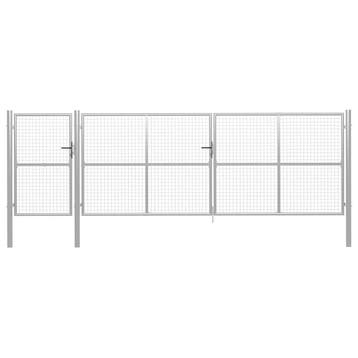 vidaXL Tuinpoort staal 500x150 cm zilver, Verzenden, Nieuw