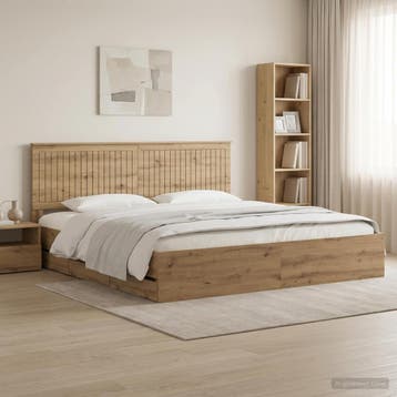 vidaXL Bed Frame with Storage and Headboard Artisan Oak 180, Bruin, Verzenden, Hout, Nieuw