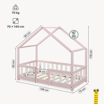 Kinderbed Treviolo met uitvalbeveiliging en matras 70x140 ro, Verzenden, Nieuw