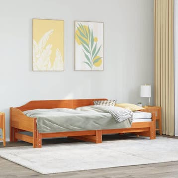 vidaXL Slaapbank onderschuifbed zonder matras 90x190 cm hout, 90 cm, Eenpersoons, Bruin, Verzenden