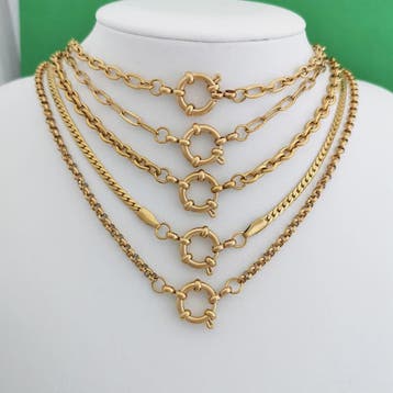 Gouden Roestvrij Stalen Ketting met Sailor Sluiting - Unisex, Verzenden, Nieuw