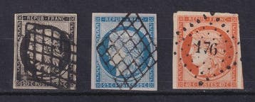 Frankrijk 1849/1850 - Cérès eerste serie, nr. 3, 4 en 5, Gestempeld