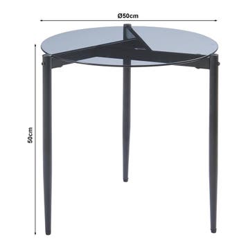 Bijzettafel Ulökantaa rond rookglas 50x50 cm grijs [en.casa], Verzenden, Nieuw