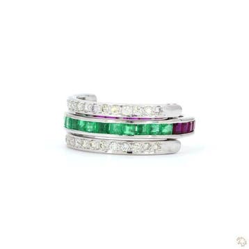 Ring - 14 karaat Witgoud - 2.13ct. tw. Smaragd - Diamant, Sieraden, Tassen en Uiterlijk, Ringen, Nieuw