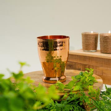 Puur koperen drinkbeker gehamerd - 400 ml (hoog 12 cm,, Ophalen of Verzenden, Nieuw