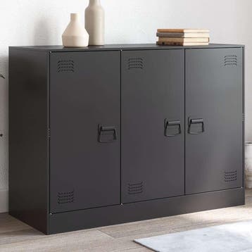 vidaXL Dressoir 99x39x73 cm staal zwart, Verzenden, Nieuw, 50 tot 100 cm, Metaal