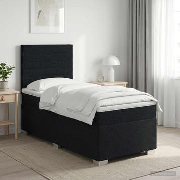 vidaXL Boxspringbed met matras met hoofdeinde Zwart 100 x, Verzenden, Nieuw, Eenpersoons, Zwart
