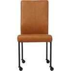Leren eetkamerstoel Comfort met wieltjes - Rancho Cognac, Bruin, Nieuw, Leer, Ophalen of Verzenden
