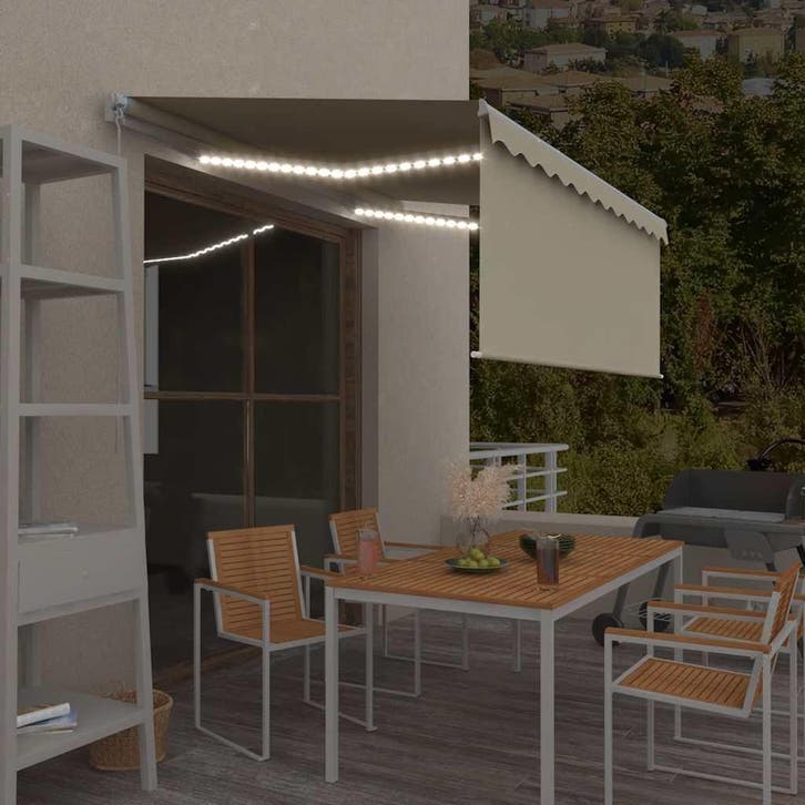 vidaXL Luifel handmatig uittrekbaar met rolgordijn LED 3x2,5, Tuin en Terras, Zonneschermen, Nieuw, Verzenden