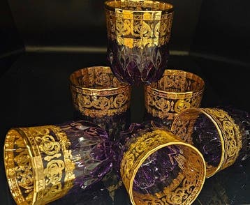 ISMIE LUX - Drinkservies (6) - superieure paarse juwelen