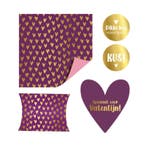Inpakset lots of love - paars - hartjes (VOORDEELSET), Diversen, Cadeaupapier, Ophalen of Verzenden, Nieuw