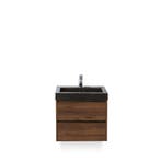 Dante Badmeubelset 60 cm - Walnoot - Wastafel Hardsteen Wit, Ophalen of Verzenden, Nieuw