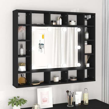vidaXL Spiegelkast met LED-verlichting 91x15x76,5 cm zwart, Verzenden, Nieuw