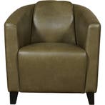 Leren fauteuil Press - Granada Moss (olijf/groen) - Poten, Nieuw, Ophalen of Verzenden, Eigentijds, Klassiek, Retro, Romantisch, Vintage
