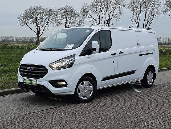Ford Transit Custom 320 2.0 L2H1, Auto's, Bestelauto's, Lease, Zwart, Handgeschakeld, Financial lease, Wit, Gebruikt, Ford, Stof