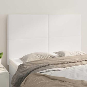 vidaXL Hoofdbord wit 144x5x118/128 cm kunstleer, Verzenden, Nieuw, Wit, Overige materialen