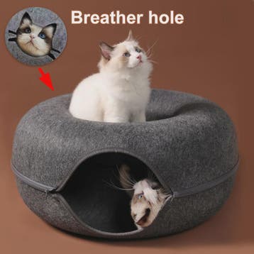 Ronde Katten Tunnel Nest - Comfortabel Vilt Bed en Speelhuis, Verzenden, Nieuw