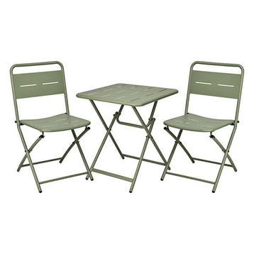 Bistroset | Gardalux | 3-delig (Inklapbaar, Staal, Groen), Tuin en Terras, Verzenden, Nieuw