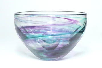 Kom - Met de hand geblazen studio kunstglas schaal – paars, Antiek en Kunst