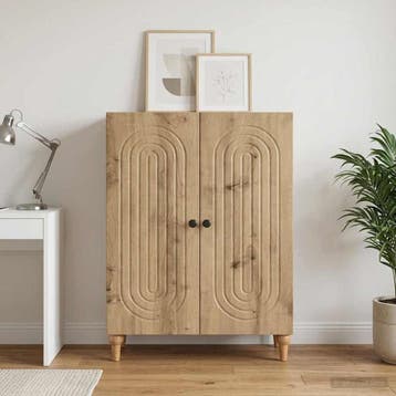 vidaXL Dressoir Artisanaal eiken 66 x 34,5 x 90 cm Bewerkt, Verzenden, Nieuw, Overige houtsoorten, Minder dan 50 cm