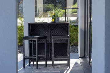 barset-jurre-2-personen-zwart-wicker-glas-the-outsider, Verzenden, Nieuw