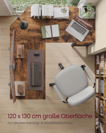 VASAGLE L-vormig Hoekbureau - Ruimtebesparend Kantoor Bureau, Verzenden, Nieuw