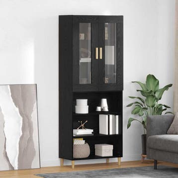 vidaXL buffetkast Zwart Eiken 69,5 x 34 x 180 cm, Minder dan 50 cm, Verzenden, Nieuw, Minder dan 100 cm