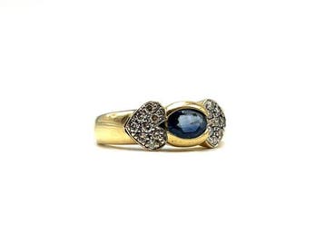 Ring - 18 karaat Geel goud - 0.75ct. tw. Saffier - Diamant, Nieuw