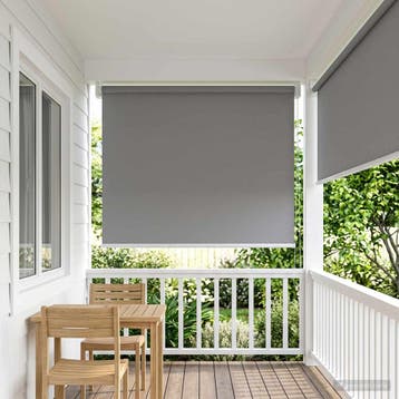 vidaXL Buitenrolgordijn UV-bescherming Lichtgrijs 100 x 230, Verzenden, Nieuw