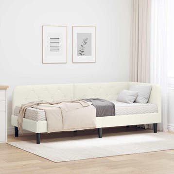 vidaXL Hoekbedframe Crème 80 x 200 cm Fluweel, Verzenden, Nieuw, Crème, Stof