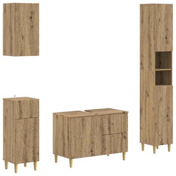 vidaXL 4-delige Badkamerkast Set DELFT Artisanaal eiken, Verzenden, Nieuw