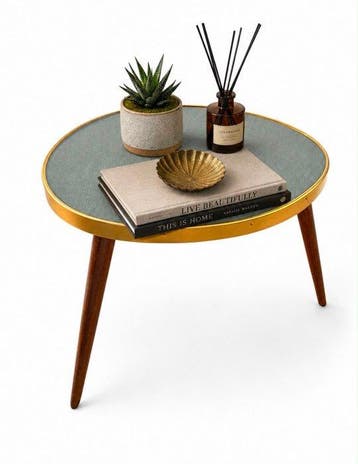 Bijzettafel - Hout, Messing - Vintage bijzettafel