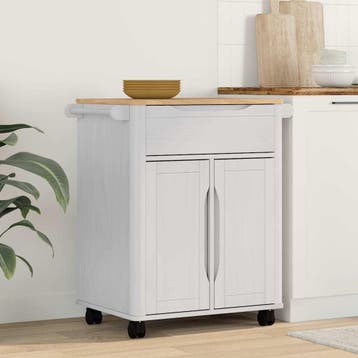vidaXL Keuken Trolley FLORO Wit 72,5 x 45 x 80 cm Massief, Huis en Inrichting, Verzenden, Nieuw