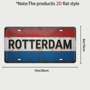 Rotterdam Nederlandse Vlag Retro Metalen Wanddecoratie - Dec, Verzenden, Nieuw