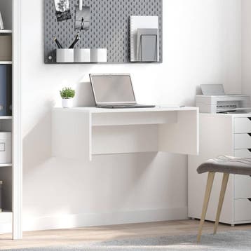 vidaXL Wandbureau Wit Bewerkt hout 80 x 45 x 30 cm, Huis en Inrichting, Verzenden, Nieuw