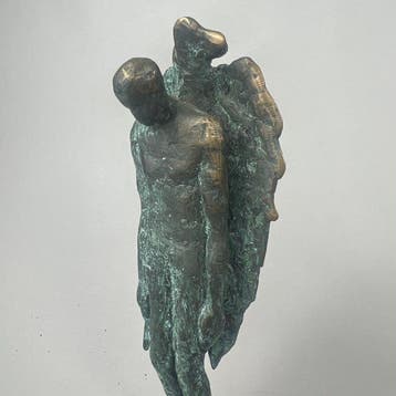 J. Chol - sculptuur, Sad Angel (Bronze) - 19 cm - Brons -