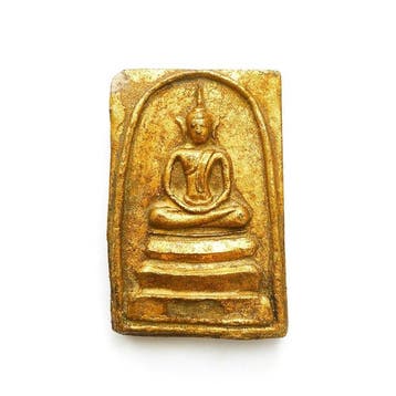 Oud-Indochinese Vergulde terracotta XL Zittende Boeddha