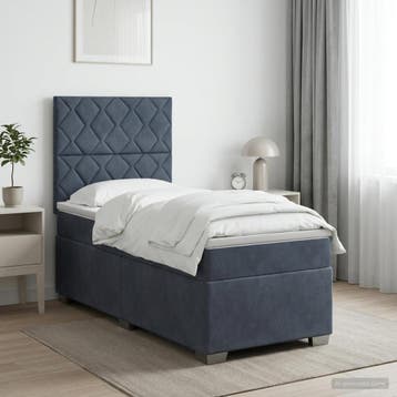 vidaXL Boxspringbed met matras Donkergrijs 90 x 200 cm, Verzenden, Nieuw, Eenpersoons, Stof