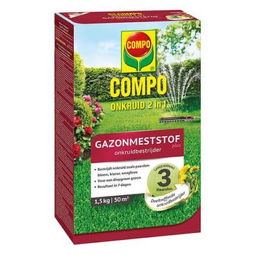 Gazonmest | Compo | 1.5 kg (50 m², 2-in-1, Anti-onkruid), Tuin en Terras, Gras en Kunstgras, Verzenden, Nieuw