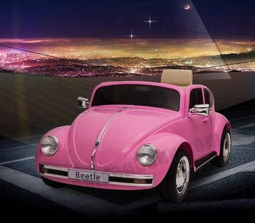 Kinderauto, VW BEETLE,  roze, 12V , leder, 2.4ghz, NIEUW!!, Ophalen of Verzenden, Nieuw