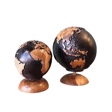 Houten Wereldbol Zwart -  20 cm, Ophalen of Verzenden, Nieuw