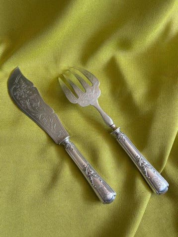 Serveerset voor vis - .950 zilver, Antiek en Kunst