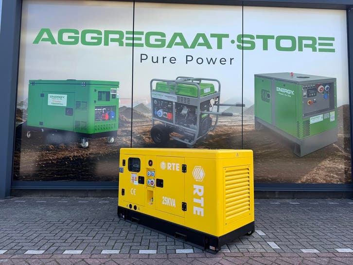 RTE 25 generator aggregaat Diesel op voorraad., Doe-het-zelf en Verbouw, Aggregaten, Dieselolie, Nieuw, Elektrisch startend, Geluidgedempt